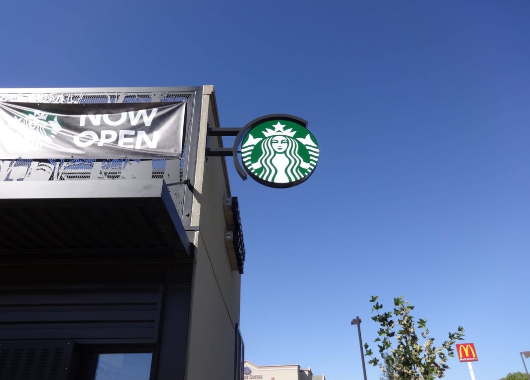 Starbucks illuminated blade sign